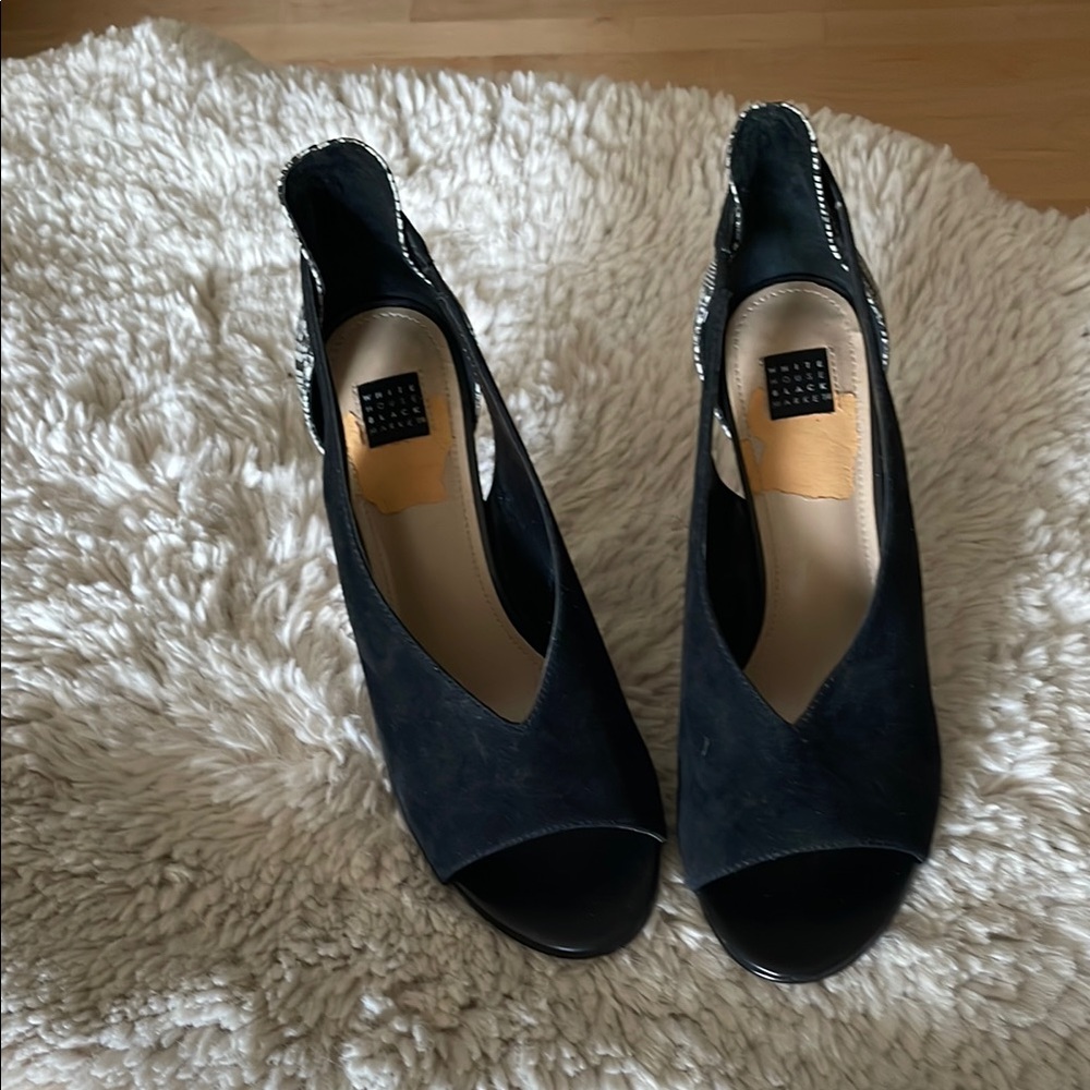 White House Black Market Black Peep-Toe Heels
